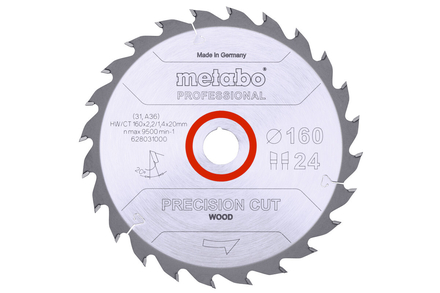 Lame de scie « precision cut wood - professional », 160x20, Z24 WZ 20° - METABO - 628031000