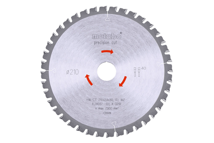 Lame de scie « precision cut wood - professional », 210x30, Z40 WZ 3° - METABO - 628037000