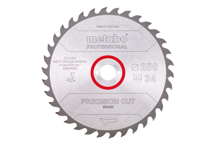 Lame de scie « precision cut wood - professional », 250x30, Z34 WZ 15° - METABO - 628045000