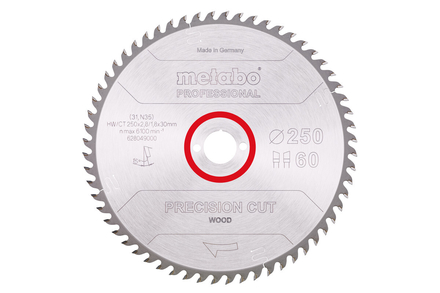 Lame de scie « precision cut wood - professional », 250x30, Z60 WZ 15° - METABO - 628049000