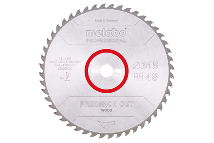 Lame de scie « precision cut wood - professional », 315x30, Z48 WZ 15° - METABO - 628056000