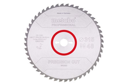 Lame de scie « precision cut wood - professional », 315x30, Z48 WZ 0° - METABO - 628057000