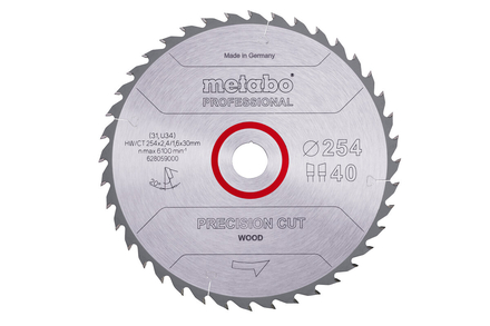 Lame de scie « precision cut wood - professional », 254x30, Z40 WZ 20° - METABO - 628059000