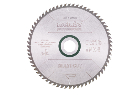 Lame de scie « multi cut - professional », 216x30, Z64 FZ/TZ, 10° - METABO - 628063000