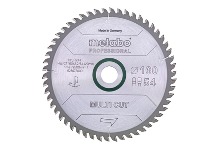 Lame de scie « multi cut - professional », 160x20, Z54 FZ/TZ 8° - METABO - 628073000