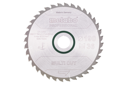 Lame de scie « multi cut - professional », 190x30, Z36 WZ 5° - METABO - 628075000