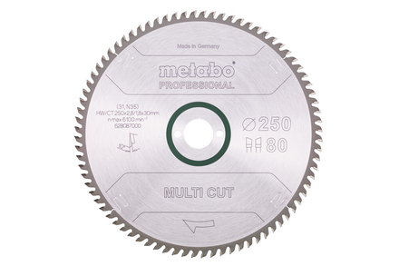 Lame de scie « multi cut - professional », 250x30, Z80 WZ, 10° - METABO - 628087000