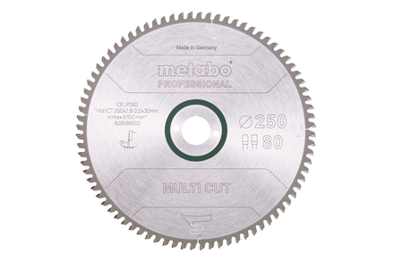 Lame de scie « multi cut - professional », 250x30, Z80 FZ/TZ, 5° nég. - METABO - 628088000
