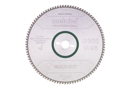 Lame de scie « multi cut - professional », 300x30, Z96 FZ/TZ, 6° nég. - METABO - 628090000