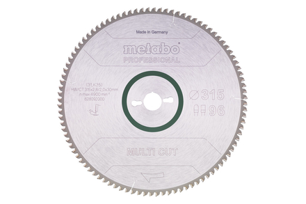 Lame de scie « multi cut - professional », 315x30, Z96 FZ/TZ, 5° nég. - METABO - 628092000