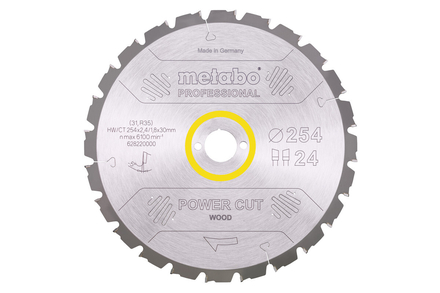 Lame de scie « power cut wood - professional », 254x30, Z24 WZ 5° nég. - METABO - 628220000