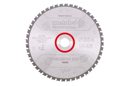 Lame de scie « precision cut wood - professional », 254x30, Z48 WZ 5° nég. - METABO - 628221000