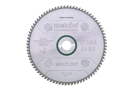 Lame de scie « multi cut - professional », 254x30, Z80 FZ/TZ, 5° nég. - METABO - 628223000