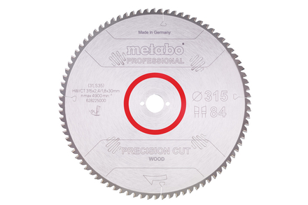 Lame de scie « precision cut wood - professional », 315x30, Z84 WZ 5° nég. - METABO - 628225000