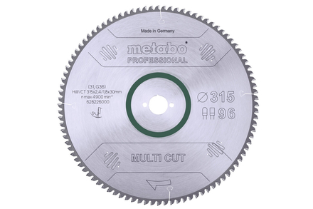 Lame de scie « multi cut - professional », 315x30, Z96 FZ/TZ, 5° nég. - METABO - 628226000