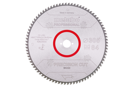 Lame de scie « precision cut wood - professional », 305x30, Z84 WZ 5° nég. - METABO - 628229000