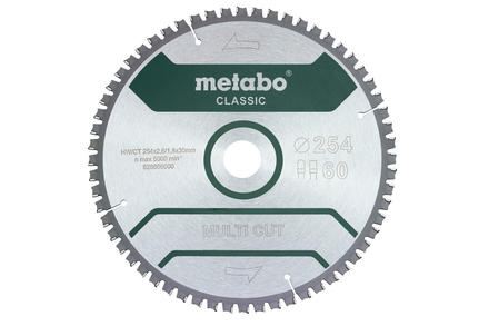 Lame de scie « multi cut - classic », 254x30 Z60 FZ/TZ 5° nég. - METABO - 628285000