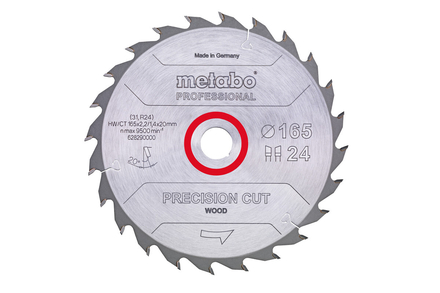 Lame de scie « precision cut wood - professional », 165x20 Z24 WZ 20° - METABO - 628290000