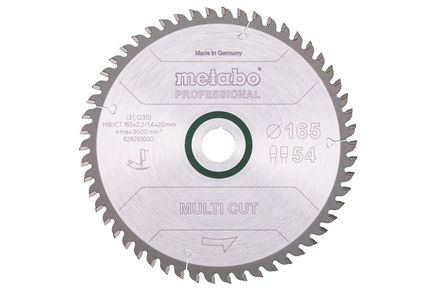 Lame de scie « multi cut - professional », 165x20 Z54 FZ/TZ 5° - METABO - 628293000