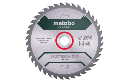 Lame de scie « precision cut wood - classic », 254x30, Z40 WZ 20° /B - METABO - 628326000