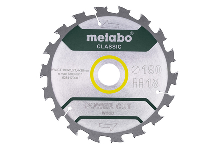 Lame de scie « power cut wood - classic », 190x30, Z18 WZ 5° /B - METABO - 628417000