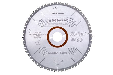 Lame de scie « laminate cut - professional », 216x30 Z60 FZ/TZ 0° - METABO - 628442000