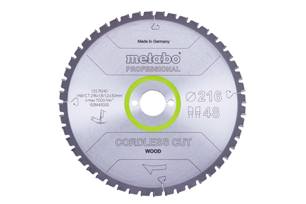 Lame de scie « cordless cut wood - professional », 216x30 Z48 WZ 5°neg - METABO - 628445000