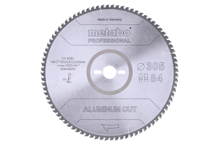 Lame de scie « aluminium cut - professional », 305x30 Z84 FZ/TZ 5°neg - METABO - 628448000