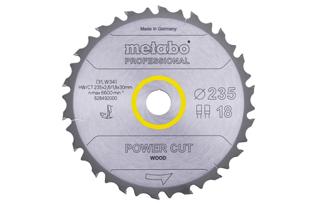 Lame de scie « power cut wood - professional », 235x30, Z18 FZ/FA 10° - METABO - 628492000