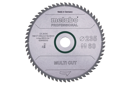 Lame de scie « multi cut - professional », 235x30, Z60 FZ/TZ 5° - METABO - 628495000