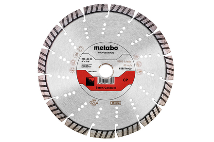 Meule de tronçonnage diamantée 230x22,23mm, « CP », Béton « professional » - METABO - 628574000