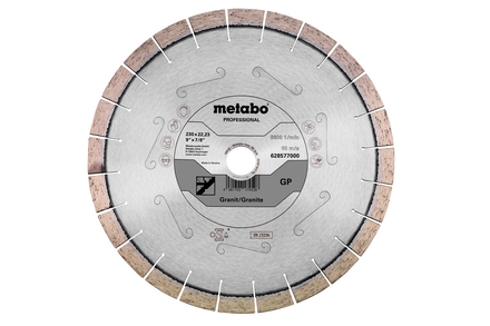 Meule de tronçonnage diamantée 230x22,23mm, « GP », Granit « professional » - METABO - 628577000