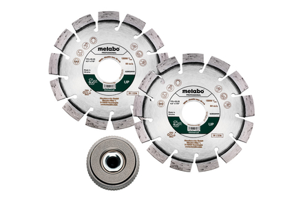 Set : 2 x meules de tronçonnage diamantées 115x22,23mm, « UP » + 1 x écrou de serrage rapide M 14 - METABO - 628581000