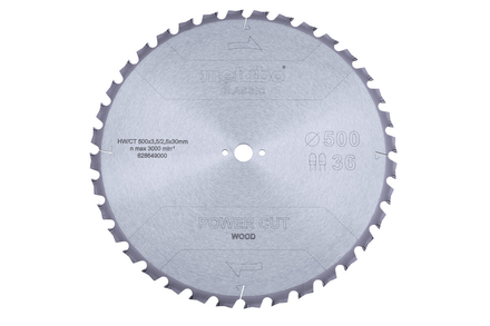 Lame de scie « power cut wood - classic », 500x30 Z36 TZ 15° - METABO - 628649000