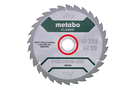 Lame de scie « precision cut wood - classic », 216x30 Z30 WZ 22° /B - METABO - 628653000