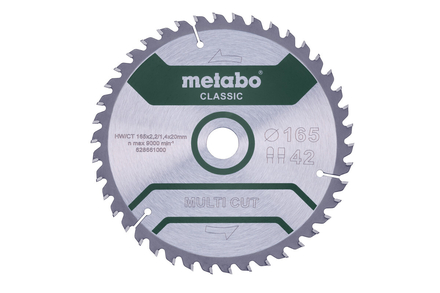 Lame de scie « multi cut - classic », 165x20 Z42 FZ/TZ 5° /B - METABO - 628661000