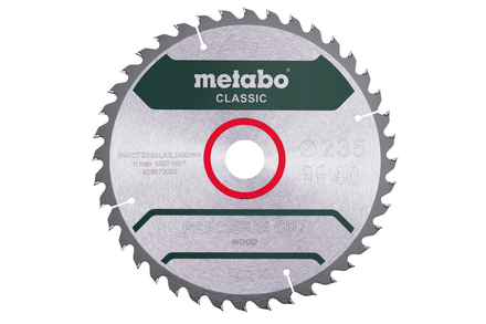 Lame de scie « precision cut wood - classic », 235x30 Z40 WZ 15° - METABO - 628679000