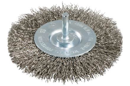 Brosse ronde 100x0,3 mm/6 mm, acier inoxydable, ondulé - METABO - 630551000