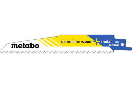 5 lames de scie sabre « demolition wood + metal » 150 x 1,6 mm - METABO - 631925000