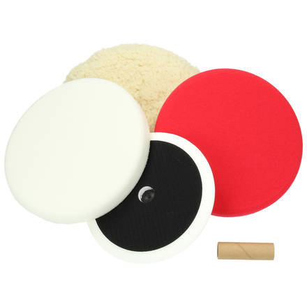 Set polisage (160 mm) plateau avec velcro, peau d'agneau, mouse dur et souple - HIKOKI - 753830