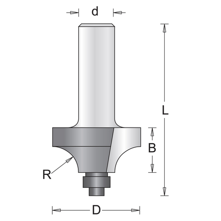 8 mm fraise à arrondir avec roulement 44.5 x 61 x 15.9 mm - HIKOKI - 754108