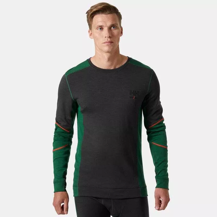 T-shirt à col rond HH LIFA Merino vert/ébène - HELLY HANSEN - 75106_469