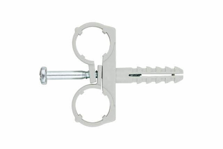 Boite de 100 Collier INDEX double multi tuyaux + cheville Ø 8 mm -ABMD14