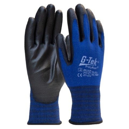 Gants doublure enduction polyurethane PolyKor Bleu - Lot de 12 - G-TEK - 16-452