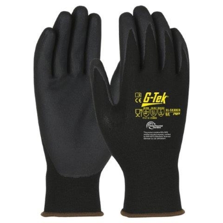 Gants doublure plastique recyclé enduction nitrile 3RX noir - Lot de 6 - G-TEK - 31-5130ER