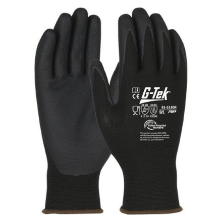 Gants doublure plastique recyclé enduction nitrile 3RX noir - Lot de 6 - G-TEK - 31-5130R