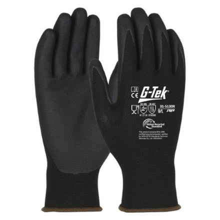 Gants doublure plastique recyclé enduction nitrile 3RX noir - Lot de 12 - G-TEK - 31-5130R-ET
