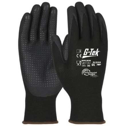 Gants doublure plastique recyclé enduction nitrile/picots 3RX noir - Lot de 6 - G-TEK - 31-5131R