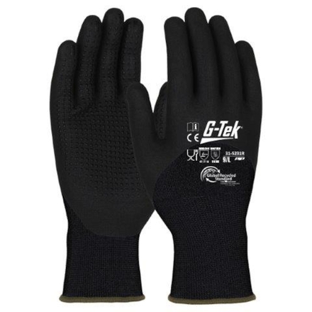 Gants doublure plastique nitrile mousse 3RX noir - Lot de 6 - G-TEK - 31-5231R