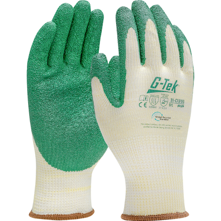 Gants doublure plastique latex crêpé blanc - Lot de 12 - G-TEK - 31-C1310G